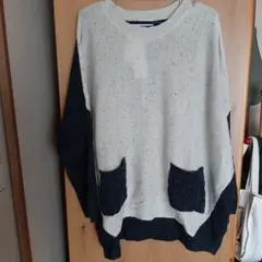 処分特価＊RAY CASSIN＊霜降りベージュ×チャコールグレーのドルマンニット
