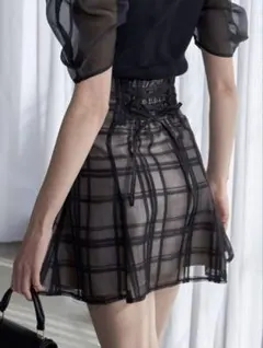 MERCURYDUO シアーチェックバックレースアップミニスカパン　新品　未使用