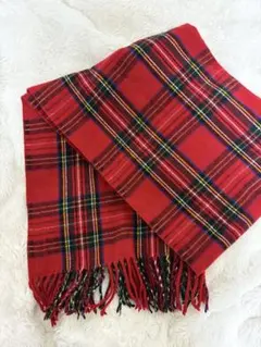 赤 チェック柄 マフラー