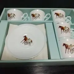 馬のイラスト カップ・ソーサーセット５客