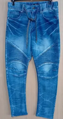 バイカーデザイン ネイビーデニムパンツ　No22