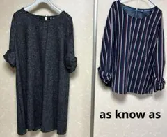 as know as ワンピース　トップス　2点セットリボン袖　サイズM