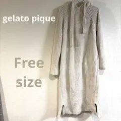 gelato pique フード付きホワイトロングワンピース　ルームウェア