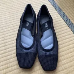 ZARA フラットメッシュパンプス　スクエアトゥ　37 23.5cmのサムネイル