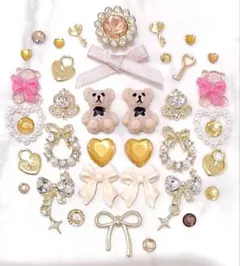 ネイルパーツ ハート パール ストーン ゴールド キラキラ くま 268