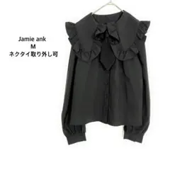 Jamieエーエヌケー◉ブラウス ブラック 取り外しボウタイ フリル フェミニンのサムネイル
