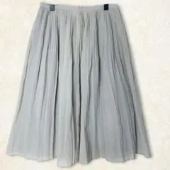 ✨MUJI✨無印良品 ロングスカート グレー 61cm プリーツ 裏地あり Sのサムネイル