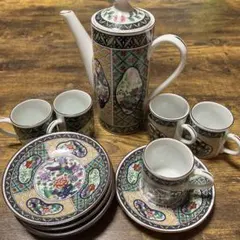 蝶々牡丹七宝焼ミニチュアティー茶器セット&香合小物入れ金属伝統工芸