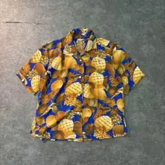 7SM4 フルーツプリント　オープンカラー　アロハシャツ　日本製　古着