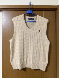 POLO RALPH LAUREN ケーブルニットベスト XL ベージュ