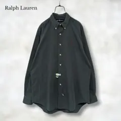 美品 ラルフローレン 90s ツイルBDシャツ 赤ポニー ボトルグリーン L
