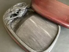 端渓硯】◇蕉葉白・胭脂暈・雨霖墻青花・魚脳凍・金線の美石◇大型十吋