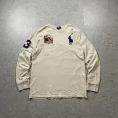 POLO Ralph LaurenビッグポニーロンT USAフラッグベージュL