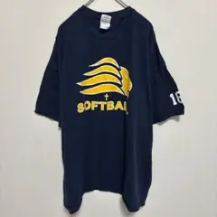 半袖 プリントＴシャツ ライオン ソフトボール 2XL 紺 綿100 スポーツのサムネイル