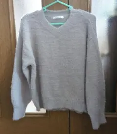 KHALITA フワフワ Vネックセーター ピンクグレー