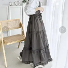 【美品】クラシカルエルフ モカ ロングワンピース XL ティアード 体型カバー