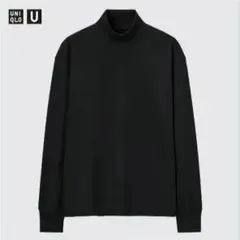 ユニクロU ヒートテックコットンタートルネックT ブラック　S