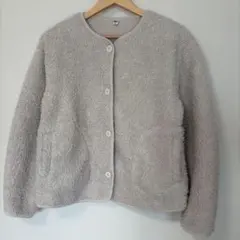 UNIQLO ボアジャケット ベージュ M ノーカラー フリース