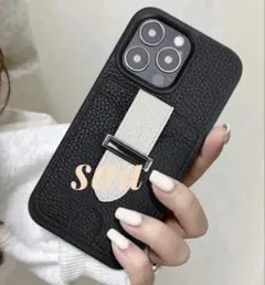 iPhone15 ケース ベルト付き　ブラック