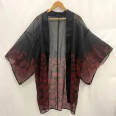 ■ axes femme kawaii 彼岸花柄シアー 着物風羽織 黒