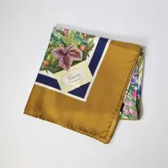 美品 GUCCI グッチ フローラル シルク 大判スカーフ ベージュ系 タグ