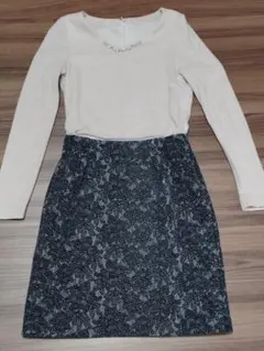 美品　プロポーションボディドレッシング　ビジューネック ワンピース　ＸＳ