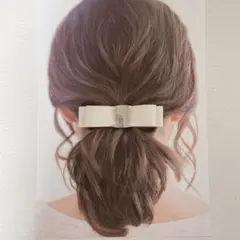 【バックル付リボンバレッタ】ヘアアクセ　ハンドメイド