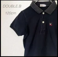 【ダブルビー】半袖ポロシャツ(120cm)黒 熊 綿  シンプル カジュアル