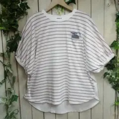 MK653-5★moz 半袖 ボーダー Tシャツ チュニックポケット付きサイズLのサムネイル