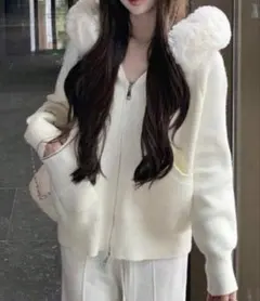 ニットジップパーカー パーカー