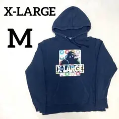 X-LARGE エクストララージ ゴリラプリント パーカー ネイビー M