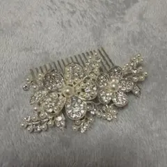 花とパールのヘアコーム　ヘアアクセサリー
