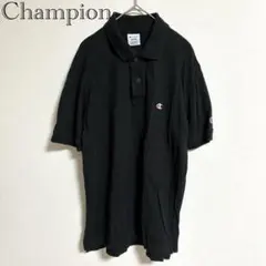 Champion チャンピオン ポロシャツ 黒 M ワンポイント 半袖