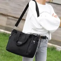 ショルダーバッグ 2way 大容量 黒 ハンドバッグ レディース 旅行 防水
