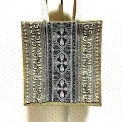 インド刺繍リボンジュートバッグ　小A