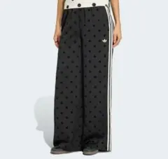即完売品 adidas ドット柄 ワイドパンツ ブラック サテン生地 水玉 XL