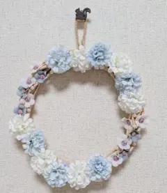 ポンポンブッシュのフェイクフラワーリース 30cm【ハンドメイド】