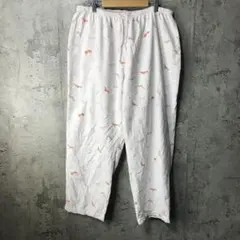 B639古着　柄パンツ　パジャマパンツ　白　90s Y2K