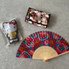 【新品・3点セット】ハローキティ 財布 扇子 エコバッグ 和柄 まとめ売り