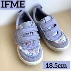 子供キッズスニーカー靴イフミー花柄スニーカーマジックテープ18.5cmパープル紫