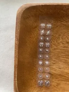 耳つぼジュエリー　【リボン2種シンプル】 ステンレス銀粒　6