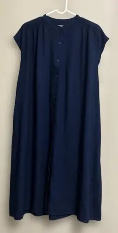 hareiro ノースリーブ シャツワンピース ネイビー