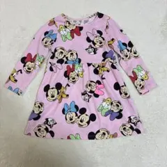 H&M ミニーマウス　長袖ワンピース　総柄100cm ディズニー　女の子　派手柄のサムネイル