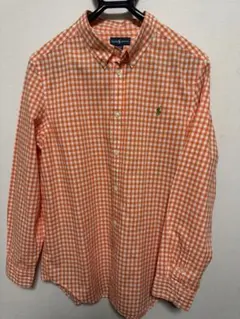 Ralph Lauren オレンジギンガムチェック長袖シャツ170