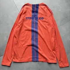 ストーンアイランド 長袖 カットソー ロンT ロゴ刺繍 バックロゴ オレンジ M