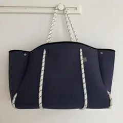 【美品】q bag paris トートバッグ ネオプレン ネイビー Lサイズ