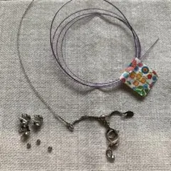 紫のナイロンワイヤー ボールチップとつぶし玉　アジャスター　カニカン　セット