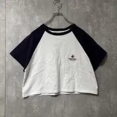 ビバリーヒルズポロクラブ ラグラン クロップドTシャツ M ホワイト ネイビーのサムネイル