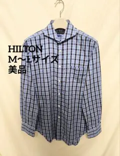 【M〜L/美品】HILTON 長袖シャツ チェック柄 カッタウェイカラーのサムネイル