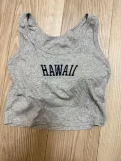 海外風 クロップトップ HAWAII タンクトップ カップ付き グレーのサムネイル